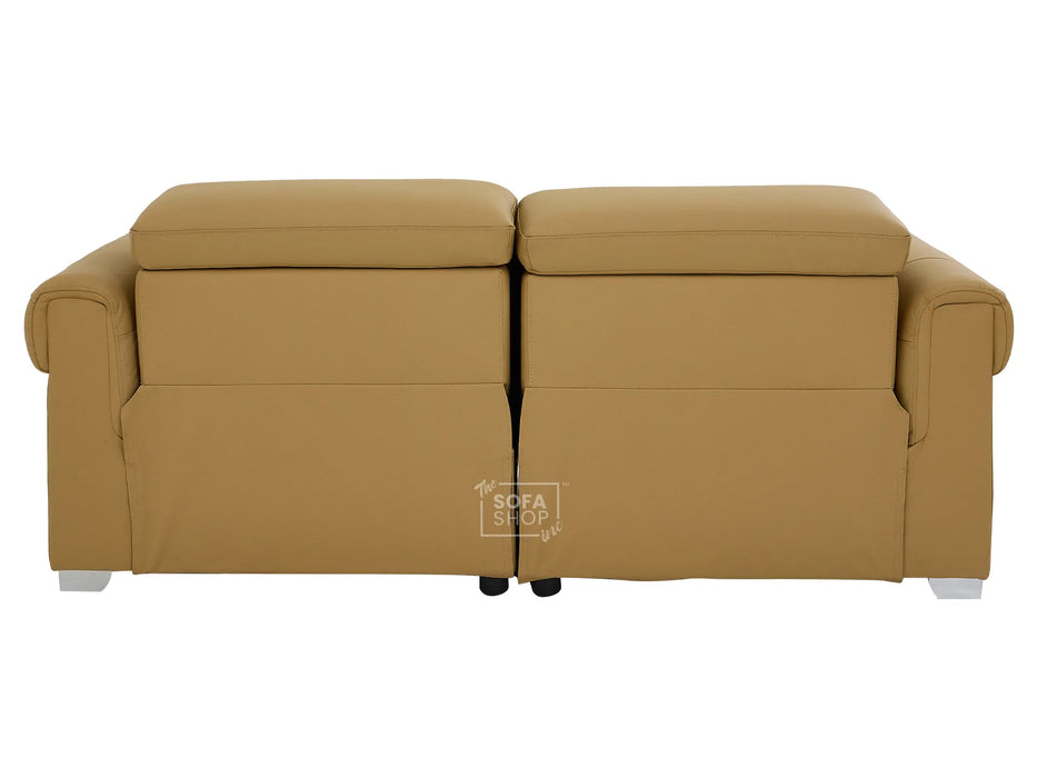 3 Seater Real Leather Recliner Sofa In Tan | Hi-Tech Sofa with Massage, USB Ports & Power Headrest | Turin