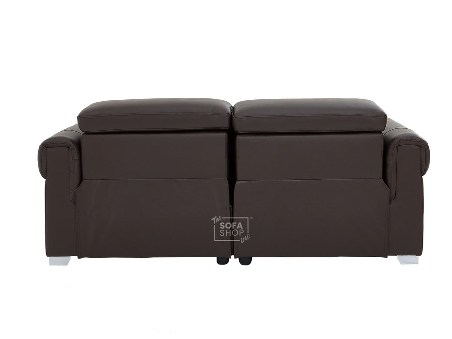 2 Seater Real Leather Electric Recliner Sofa | Cinema Sofa | Hi-Tech Sofa in Brown with Middle Console, Adjustable Headrests & USB | Turin Series One