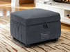 Dark Grey Fabric Storage Footstool - Ravenna