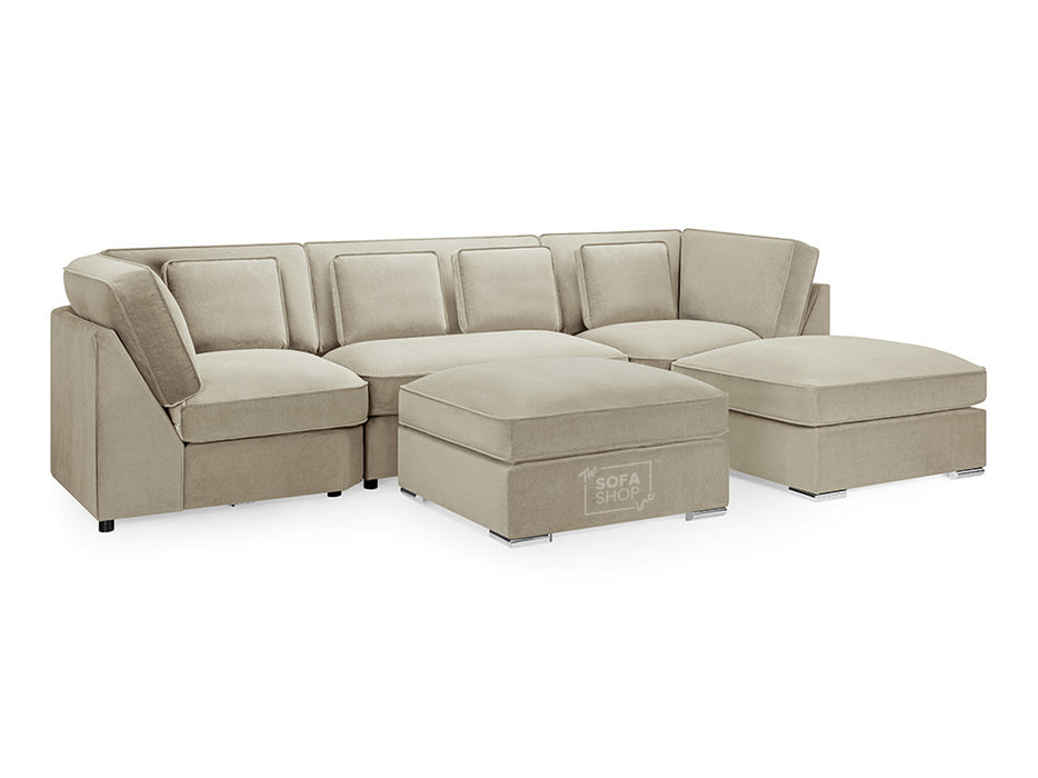 Fabric U Shaped Sofa In Black Or Beige - Belgravia