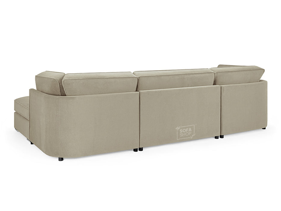 Fabric U Shaped Sofa In Black Or Beige - Belgravia