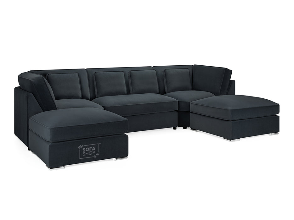 Fabric U Shaped Sofa In Black Or Beige - Belgravia