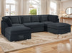 Fabric U Shaped Sofa In Black Or Beige - Belgravia