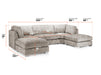 U Shaped Sofa in Grey Or Truffle Fabric with High Back - Bishop