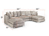 U Shaped Sofa in Grey Or Truffle Fabric with Scatter Back - Bishop