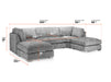 U Shaped Sofa in Grey Or Truffle Fabric with High Back - Bishop