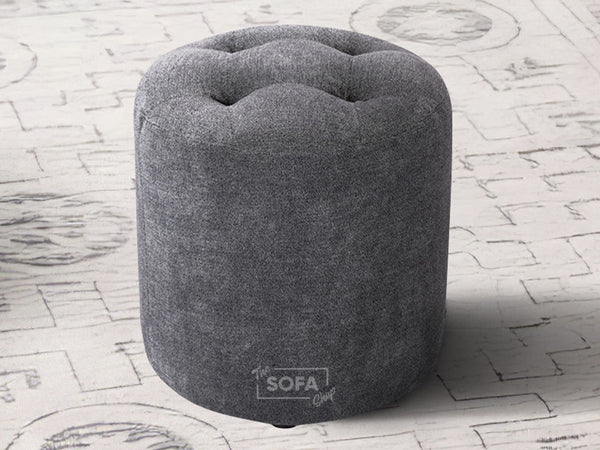 Fabric Small Footstool in Dark Grey - Veneto