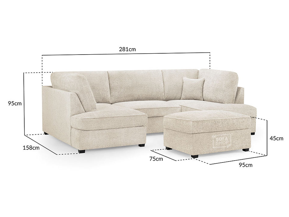 Fabric U Shaped Sofa In Plush, Classic Or Boucle - Carnaby