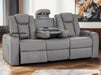 3 Seater Power Recliner Sofa in Leather with USB & Wireless Charging, Cupholders & Massage for Ultimate Relaxation | Grey Leather Aire | Capri | The Sofa Shop