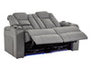 2 Seater Power Recliner Sofa with USB Charging, Cup Holders, Storage, LED Lights & Massage | Grey Leather Aire Sofa | Capri | The Sofa Shop