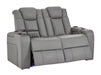 2 Seater Power Recliner Sofa with USB Charging, Cup Holders, Storage, LED Lights & Massage | Grey Leather Aire Sofa | Capri | The Sofa Shop