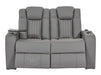 2 Seater Power Recliner Sofa with USB Charging, Cup Holders, Storage, LED Lights & Massage | Grey Leather Aire Sofa | Capri | The Sofa Shop