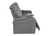 3 Seater Power Recliner Sofa in Leather with USB & Wireless Charging, Cupholders & Massage for Ultimate Relaxation | Grey Leather Aire | Capri | The Sofa Shop