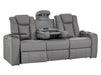 3 Seater Power Recliner Sofa in Leather with USB & Wireless Charging, Cupholders & Massage for Ultimate Relaxation | Grey Leather Aire | Capri | The Sofa Shop