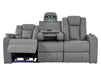 3 Seater Power Recliner Sofa in Leather with USB & Wireless Charging, Cupholders & Massage for Ultimate Relaxation | Grey Leather Aire | Capri | The Sofa Shop