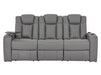 3 Seater Power Recliner Sofa in Leather with USB & Wireless Charging, Cupholders & Massage for Ultimate Relaxation | Grey Leather Aire | Capri | The Sofa Shop