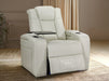 Electric Recliner Chair & Cinema Seat in White Real Leather + Massage + Cup Holders + Table - Capri