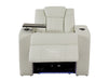 Electric Recliner Chair & Cinema Seat in White Real Leather + Massage + Cup Holders + Table - Capri