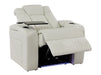 Electric Recliner Chair & Cinema Seat in White Real Leather + Massage + Cup Holders + Table - Capri