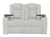 2+1 Electric Recliner Cinema Sofa Set in White Real Leather with USB Ports, Cup Holders, Storage Boxes & Wireless Charger  - Capri