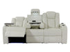 Electric Recliner Cinema Sofa 3 Seater in White Real Leather with USB Ports, Cup Holders, and Wireless Charger - Capri