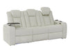 Electric Recliner Cinema Sofa Set 3 2 1 in White Real Leather with Cup Holders, Storage Boxes, and USB Ports - Capri