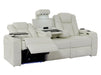 Electric Recliner Cinema Sofa 3 Seater in White Real Leather with USB Ports, Cup Holders, and Wireless Charger - Capri