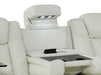 Electric Recliner Cinema Sofa 3 Seater in White Real Leather with USB Ports, Cup Holders, and Wireless Charger - Capri