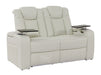 2 Seater Electric Recliner Smart Cinema Sofa in White Real Leather with Power, Massage, Console, and Adjustable Headrest- Capri