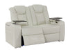 Electric Recliner Cinema Sofa 3 Seater in White Real Leather with USB Ports, Cup Holders, and Wireless Charger - Capri