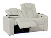 Electric Recliner Cinema Sofa Set 3 2 1 in White Real Leather with Cup Holders, Storage Boxes, and USB Ports - Capri