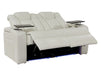 Electric Recliner Cinema Sofa Set 3 2 1 in White Real Leather with Cup Holders, Storage Boxes, and USB Ports - Capri