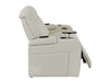 Electric Recliner Cinema Sofa 3 Seater in White Real Leather with USB Ports, Cup Holders, and Wireless Charger - Capri