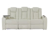 Electric Recliner Cinema Sofa Set 3 2 1 in White Real Leather with Cup Holders, Storage Boxes, and USB Ports - Capri