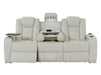 Electric Recliner Cinema Sofa 3 Seater in White Real Leather with USB Ports, Cup Holders, and Wireless Charger - Capri