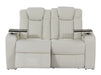 Electric Recliner Cinema Sofa Set 3 2 1 in White Real Leather with Cup Holders, Storage Boxes, and USB Ports - Capri