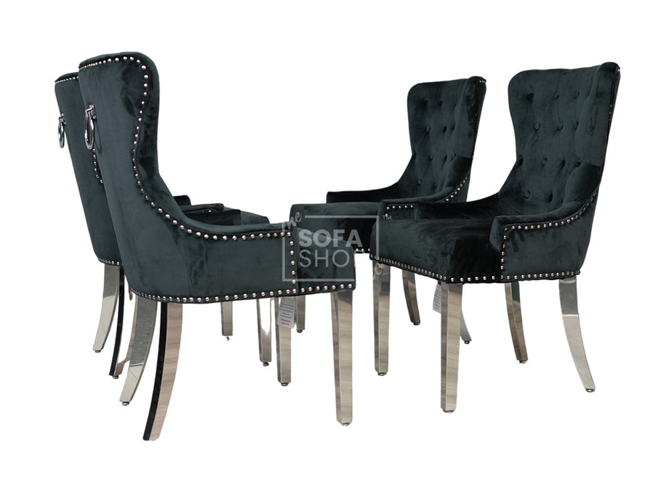 Velvet Dining Chair With Chrome Legs - Duke