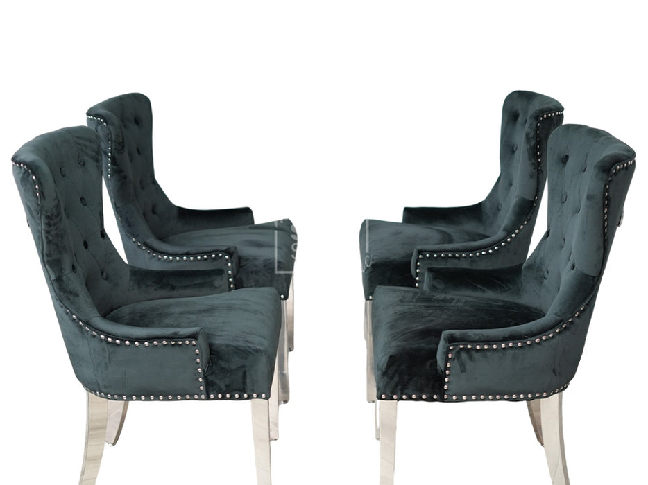 Velvet Dining Chair With Chrome Legs - Duke