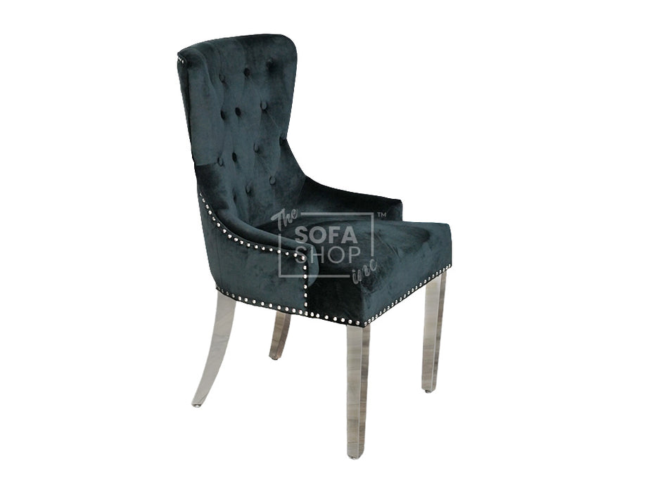 Velvet Dining Chair With Chrome Legs - Duke