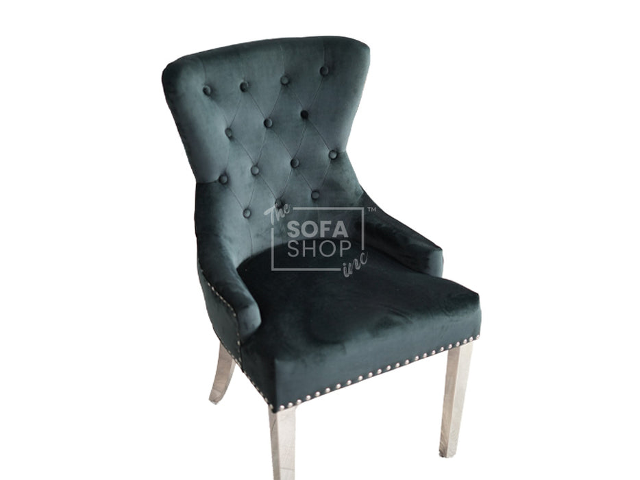 Velvet Dining Chair With Chrome Legs - Duke