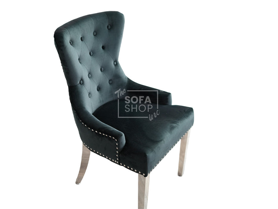 Velvet Dining Chair With Chrome Legs - Duke