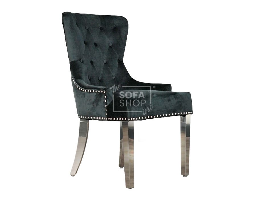 Velvet Dining Chair With Chrome Legs - Duke