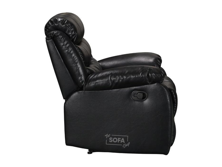 1+1 Set of Sofa Chairs. 2 Recliner Chairs in Black Leather - Sorrento