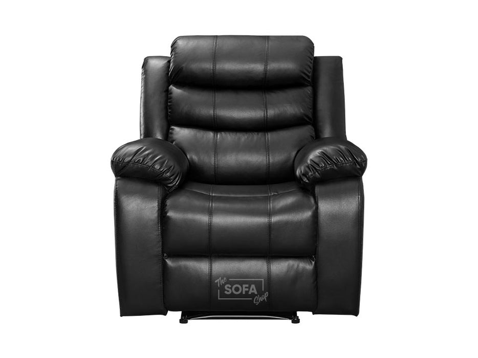 1+1 Set of Sofa Chairs. 2 Recliner Chairs in Black Leather - Sorrento