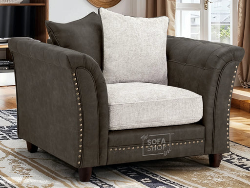 Chesterfield Chair in Grey Faux Leather - Bella