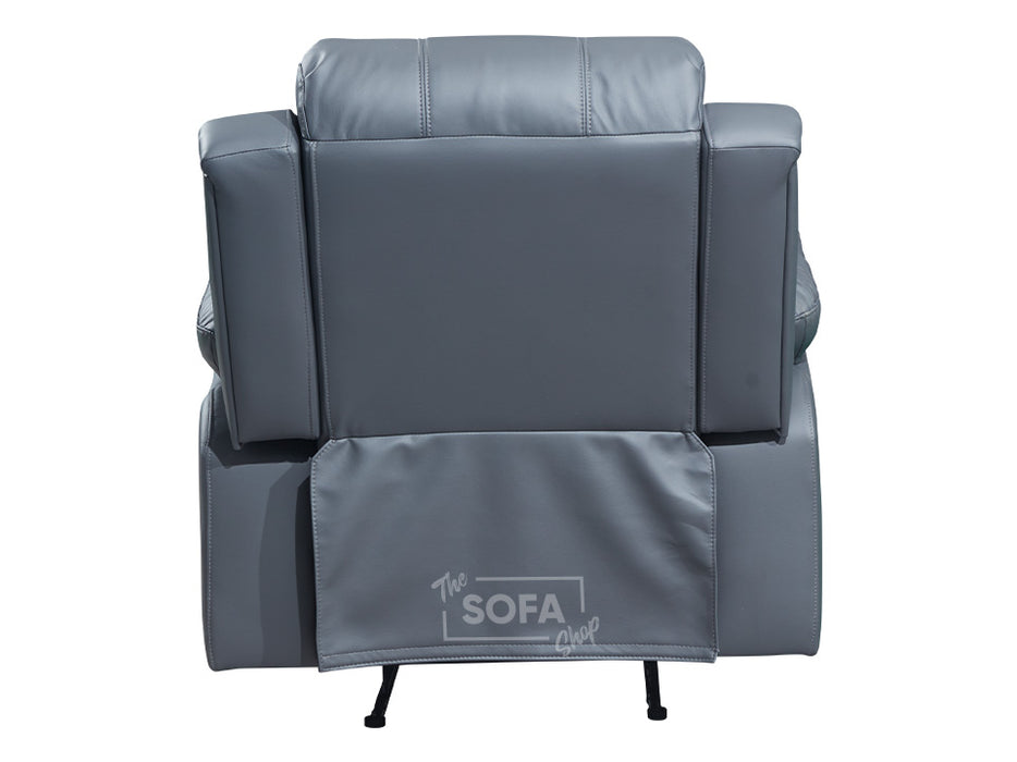 1+1 Set of Sofa Chairs. 2 Recliner Chairs in Grey Leather - Trento