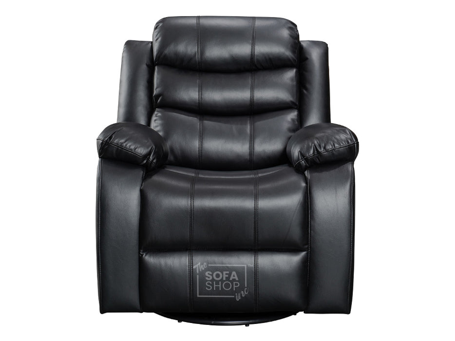 Black Leather Rocking Chair & Swivel Chair - Sortino Manual Recliner Chair - Sofa Sale