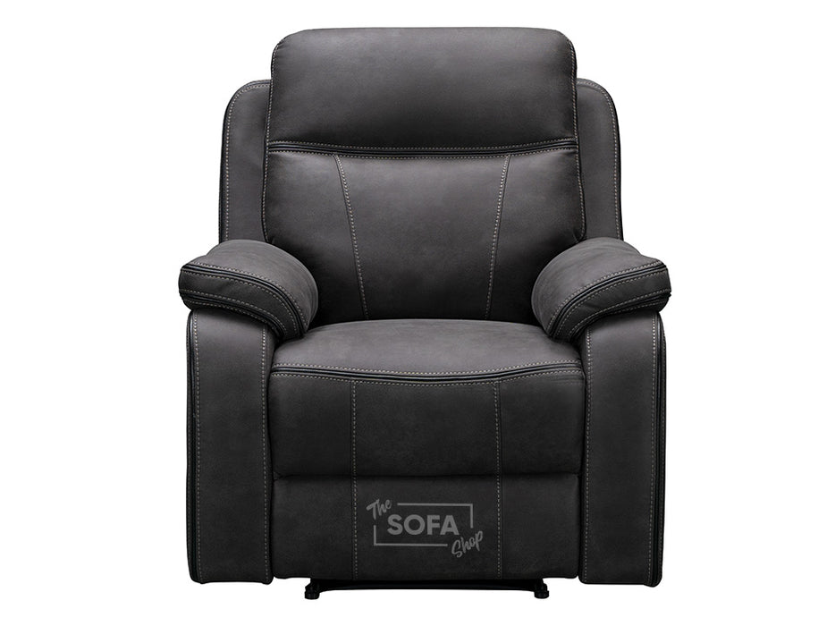 Vinson 3 2 1 Electric Recliner Sofa Set. 3 Piece Cinema Sofa Package Suite In Grey Resilience Fabric With Speakers & Power Headrests & Wireless Charger