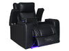 1 Seat Electric Recliner Chair Home Cinema Sofa | Real Leather Chair in Black + Power Headrest + Lumbar Support + Heat & Chill Cupholder + Table | Torino | The Sofa Shop