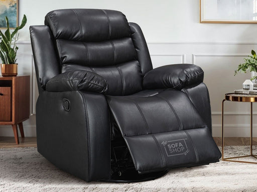 Black Leather Rocking Chair & Swivel Chair - Sortino Manual Recliner Chair